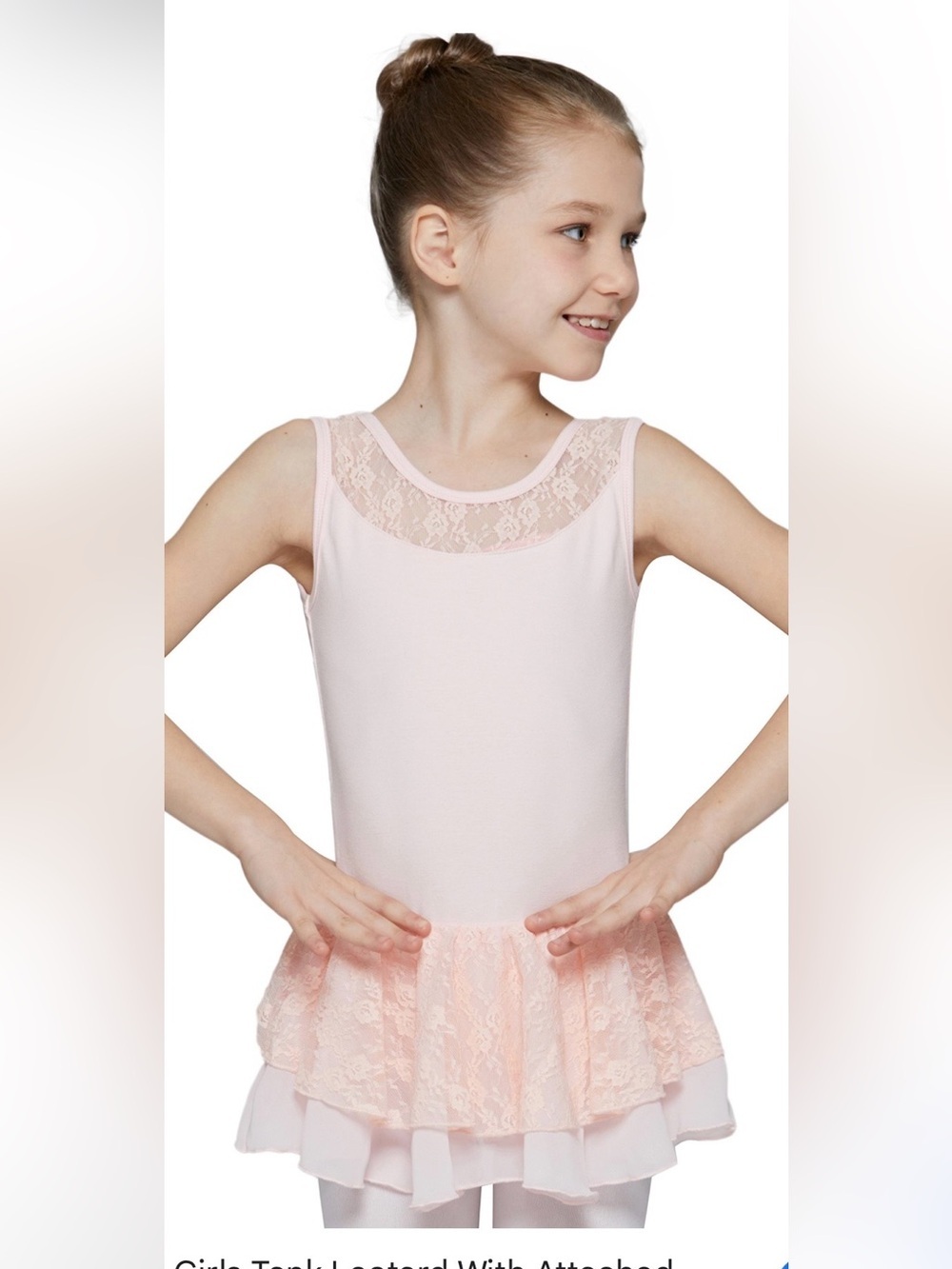 Girls' Lace Yoke Tank Chemise - Light Pink Size 2-4